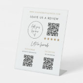 Business Review QR Code Socials Pedestal Scan Sign Sockelschild (Vorderseite)