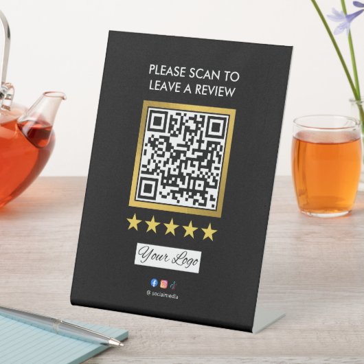 Business Review Tabletop Sign l QR Code Sockelschild (In Situ)