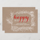 Business Rustikale Tannenbranche & Kegelrahmen Wei Feiertagskarte (Vorne/Hinten)