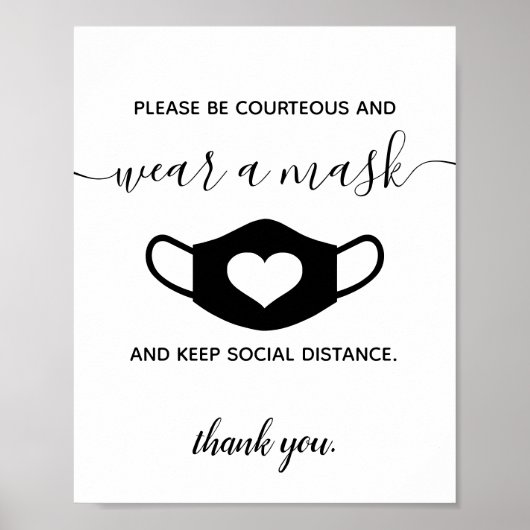 Business Safety Wear a Face Mask Modernes Skript Poster (Vorne)