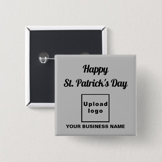 Business Saint Patrick Gruß auf Gray Square Button (Vorne & Hinten)