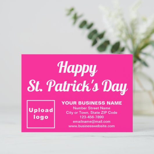 Business Saint Patrick Small Pink Flat Card (Stehend Vorderseite)