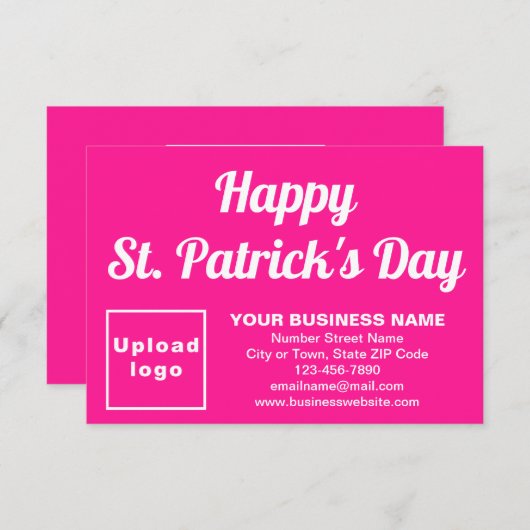 Business Saint Patrick Small Pink Flat Card (Vorne/Hinten)