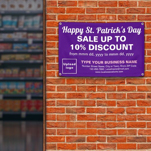 Business Saint Patrick Verkauf auf Lila Rectangle Banner