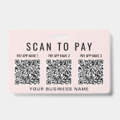 Business Scan to Pay 3 QR Codes Pink Ausweis (Rückseite)
