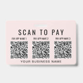 Business Scan to Pay 3 QR Codes Pink Ausweis (Vorderseite)