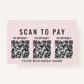 Business Scan to Pay 3 QR Codes Pink Ausweis (Rückseite)