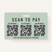 Business Scan to Pay 3 QR Codes Sage Green Ausweis (Vorderseite)