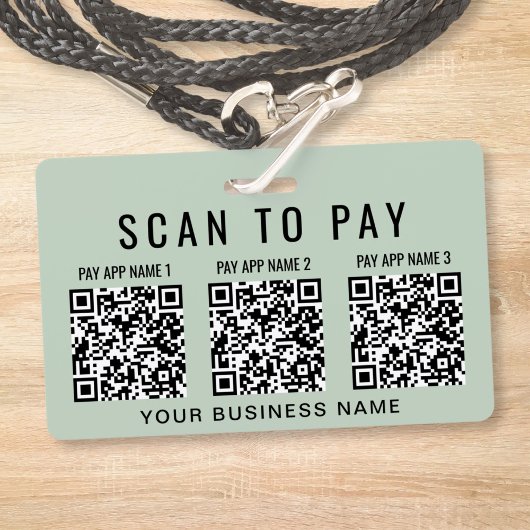 Business Scan to Pay 3 QR Codes Sage Green Ausweis