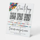 Business Scan to Pay Personalized 3 QR Code Sockelschild (Vorderseite)