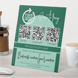 Business Scan to Pay Personalized Logo QR Code Sockelschild