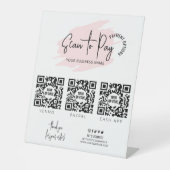 Business Scan zu bezahlen 3 QR Codes Rosa Wasserfa Sockelschild (Vorderseite)