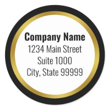 Business Schwarz-weiß & Gold Elegante Rücksendeadr