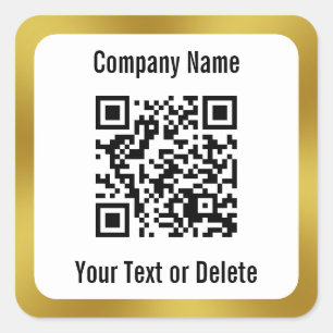 Business Schwarz-weiß Gold - QR-Code und Text Quadratischer Aufkleber