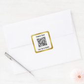 Business Schwarz-weiß Gold - QR-Code und Text Quadratischer Aufkleber (Umschlag)