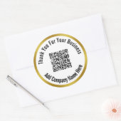 Business Schwarz-weiß & Gold Vielen Dank QR Code Runder Aufkleber (Umschlag)
