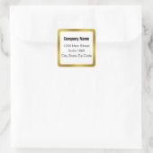Business Schwarz-weiß und Gold Elegante Adresse Quadratischer Aufkleber (Tasche)