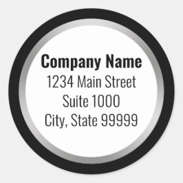 Business Schwarz-weiß und Silver Rücksendeadresse Runder Aufkleber