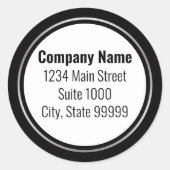 Business Schwarz-weiß und Silver Rücksendeadresse Runder Aufkleber (Vorderseite)