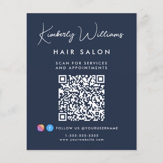 Business Signature Script QR Code Promotional Blue Flyer (Vorne)