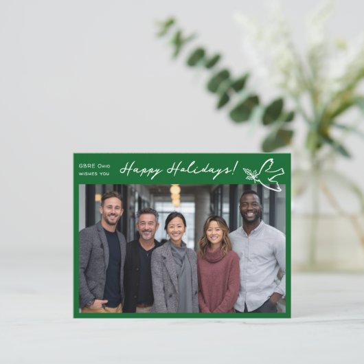 Business Simple Dove CUSTOM PHOTO ChristmasHoliday Postkarte (Stehend Vorderseite)
