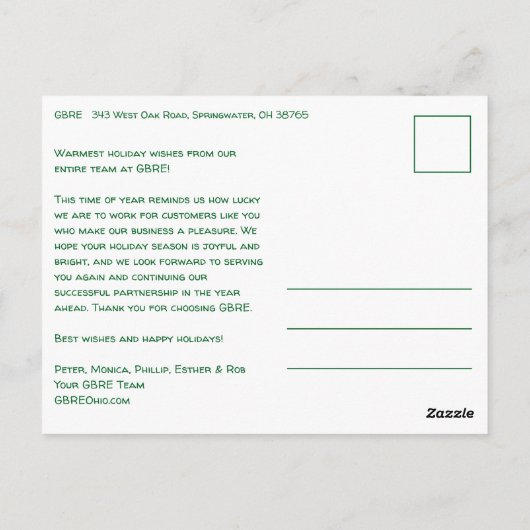 Business Simple Dove CUSTOM PHOTO ChristmasHoliday Postkarte (Rückseite)