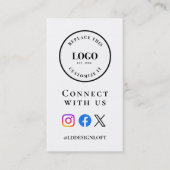 Business Social Media QR code website Custom logo Visitenkarte (Vorderseite)