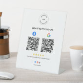 Business Social Review Pedestal Sign with Qr Code Sockelschild (In SItu)