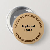 Business St. Patrick Gruß auf Light Brown Round Button (Vorne & Hinten)