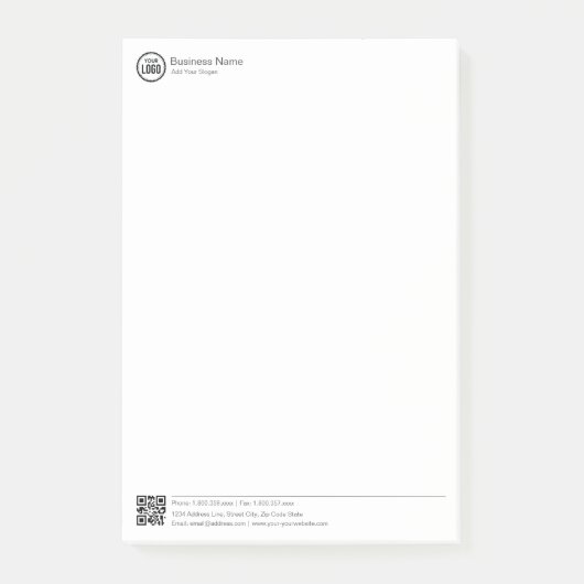 Business Stationary Template With Logo And QR Code Post-it Klebezettel (Vorderseite)
