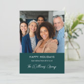 Business Stilvolles Weihnachts-Grünteam-Foto Feiertagskarte (Stehend Vorderseite)