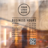 Business Store Hours QR Code Business Logo Fensteraufkleber (Blatt 2)