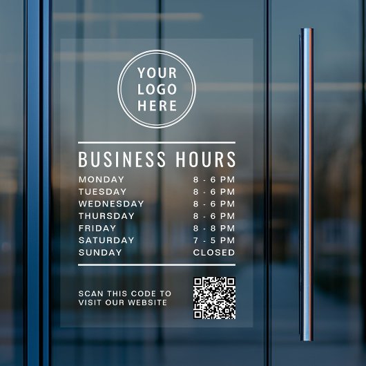 Business Store Hours QR Code Logo Fensteraufkleber