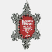 Business Student kein schlafendes Geld Leben Rot K Schneeflocken Zinn-Ornament (Links)