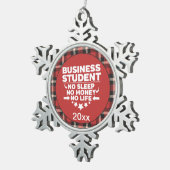 Business Student kein schlafendes Geld Leben Rot K Schneeflocken Zinn-Ornament (Rechts)