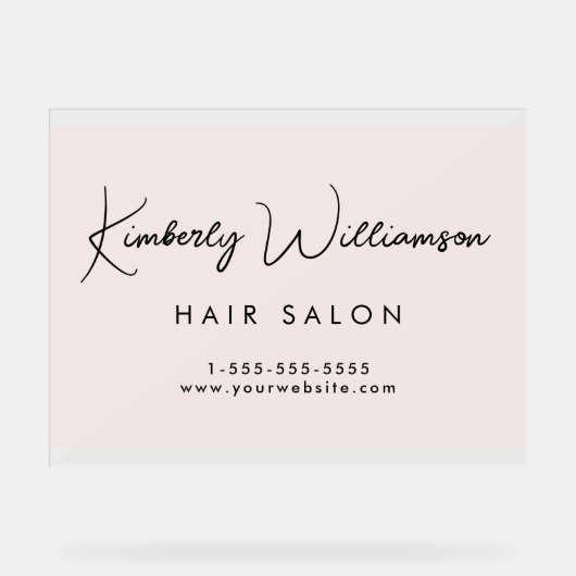 Business Stylish Signature Script Pink Frosted Acrylschild (Vorderseite)