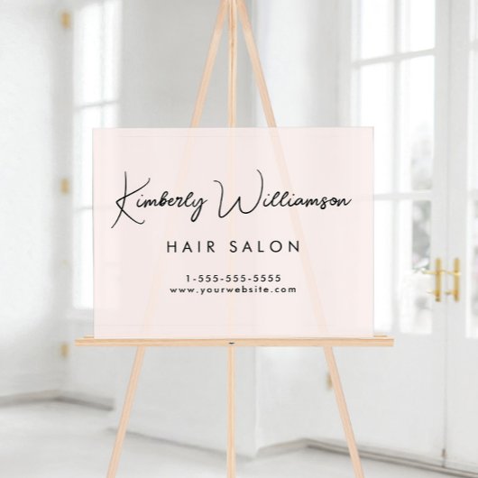 Business Stylish Signature Script Pink Frosted Acrylschild