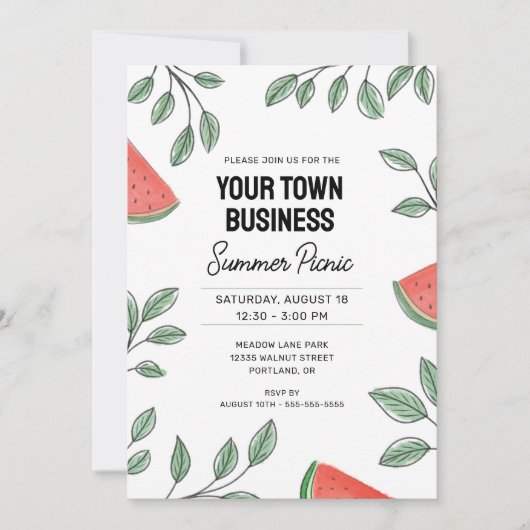 Business Summer Picnic Watermelon Einladung (Vorderseite)