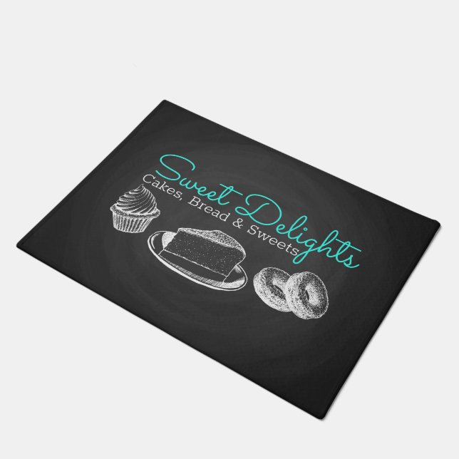 Business Sweet Bakery Chalkboard Fußmatte (Schrägansicht)