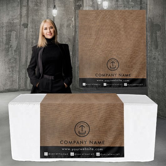 Business Table Runner Banner Linen Logo Social Wandteppich