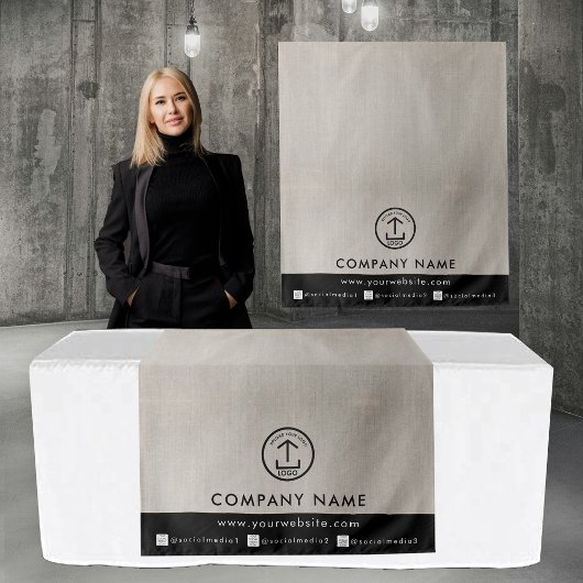 Business Table Runner Banner Linen Logo Social  Wandteppich