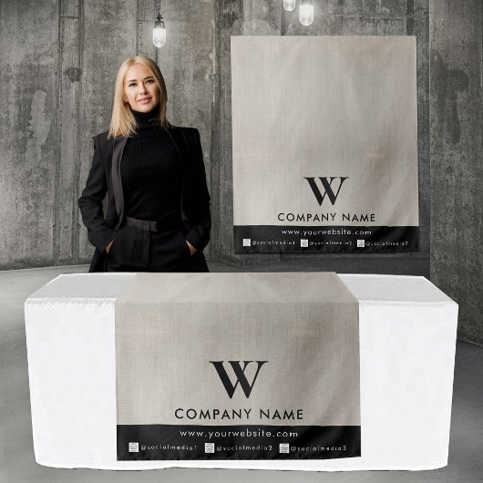 Business Table Runner Banner Linen Social Media Wandteppich