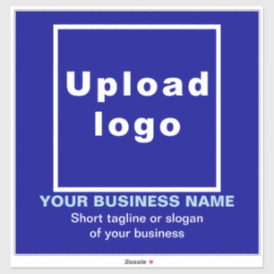 Business Tagline auf Blue Large Square Vinyl Aufkleber