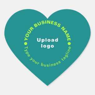 Business-Tagline auf der Aquamarinen Green Heart S Herz-Aufkleber