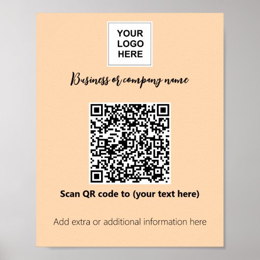 Business Template Orange Logo qr Code Poster (Vorne)