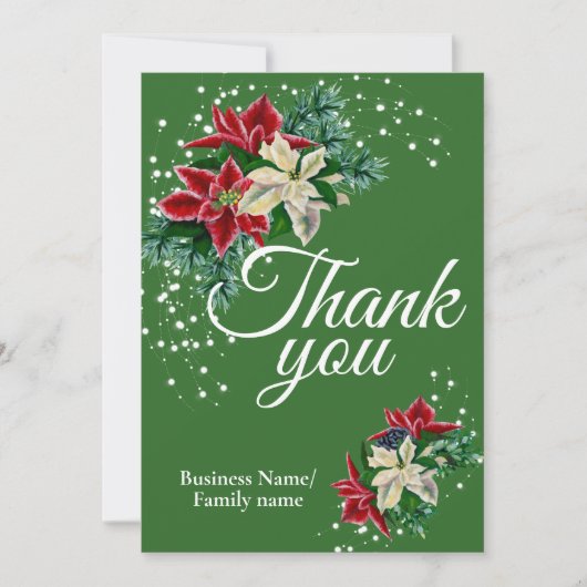 Business Thank You Appreciation Floral Green Dankeskarte (Vorderseite)