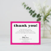 BUSINESS THANK YOU chic logo modern fuschia pink Dankeskarte (Stehend Vorderseite)