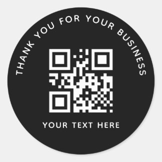 Business Thank You Custom QR Code Black Runder Aufkleber