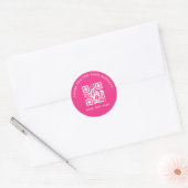 Business Thank You Custom QR Code Pink Runder Aufkleber (Umschlag)