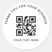 Business Thank You Custom QR Code White Runder Aufkleber (Vorderseite)